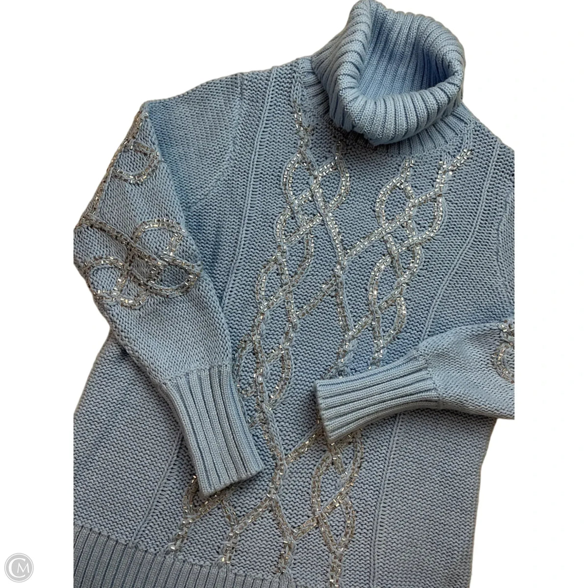 Sweater By Boston Proper In Blue & Silver, Size: M