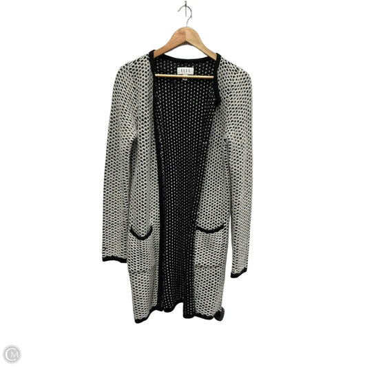 Sweater Cardigan By Elle In Black & White, Size: Xs