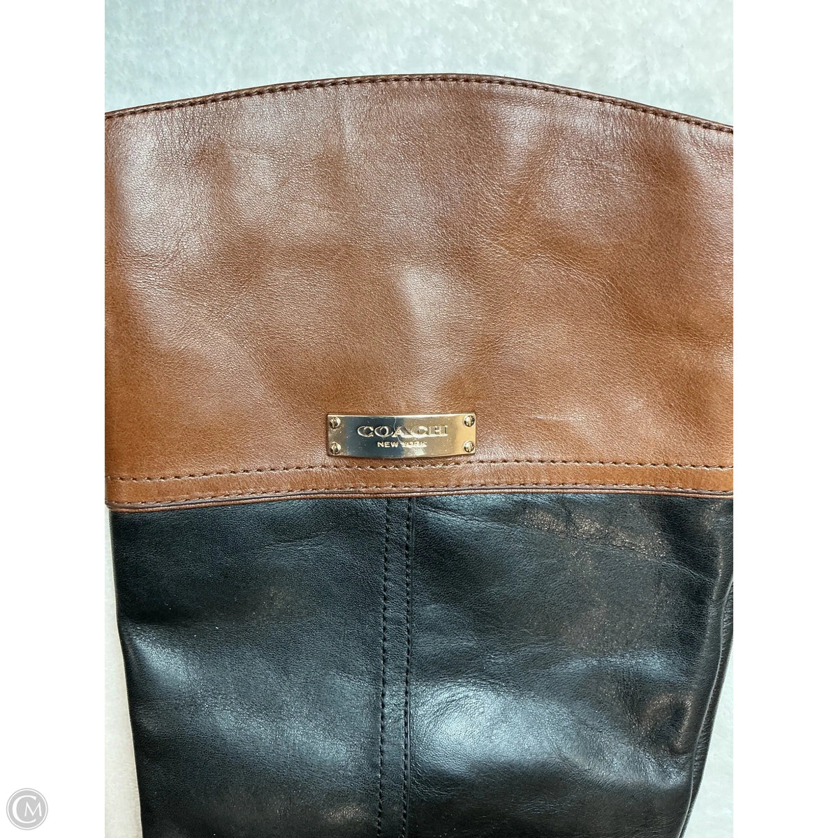 Boots Designer By Coach In Black & Brown, Size: 7