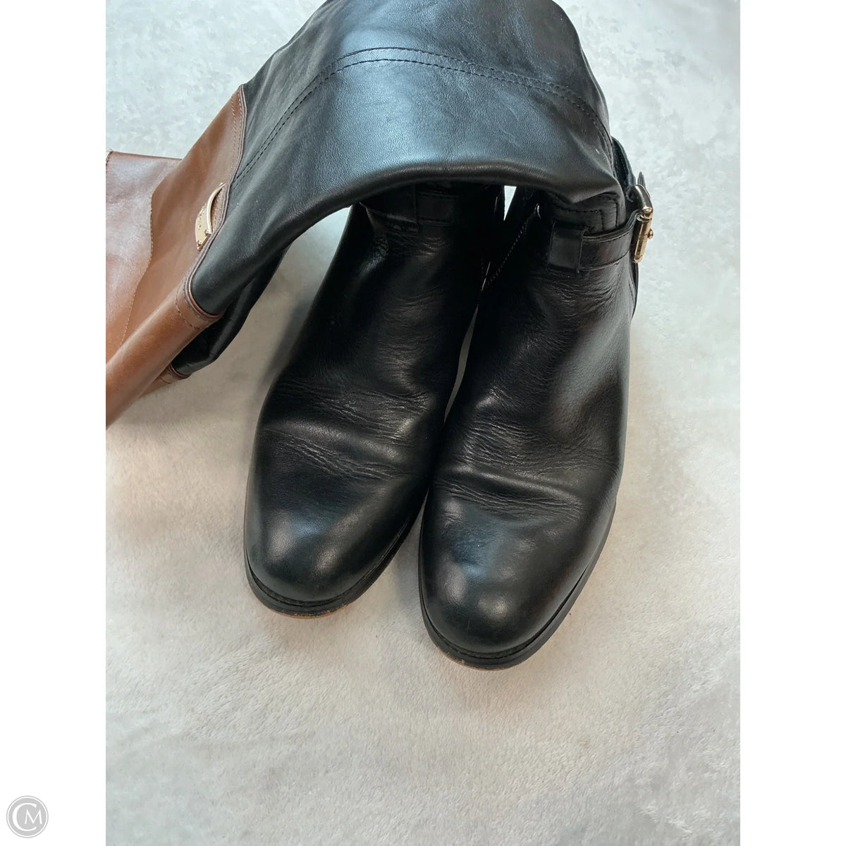 Boots Designer By Coach In Black & Brown, Size: 7
