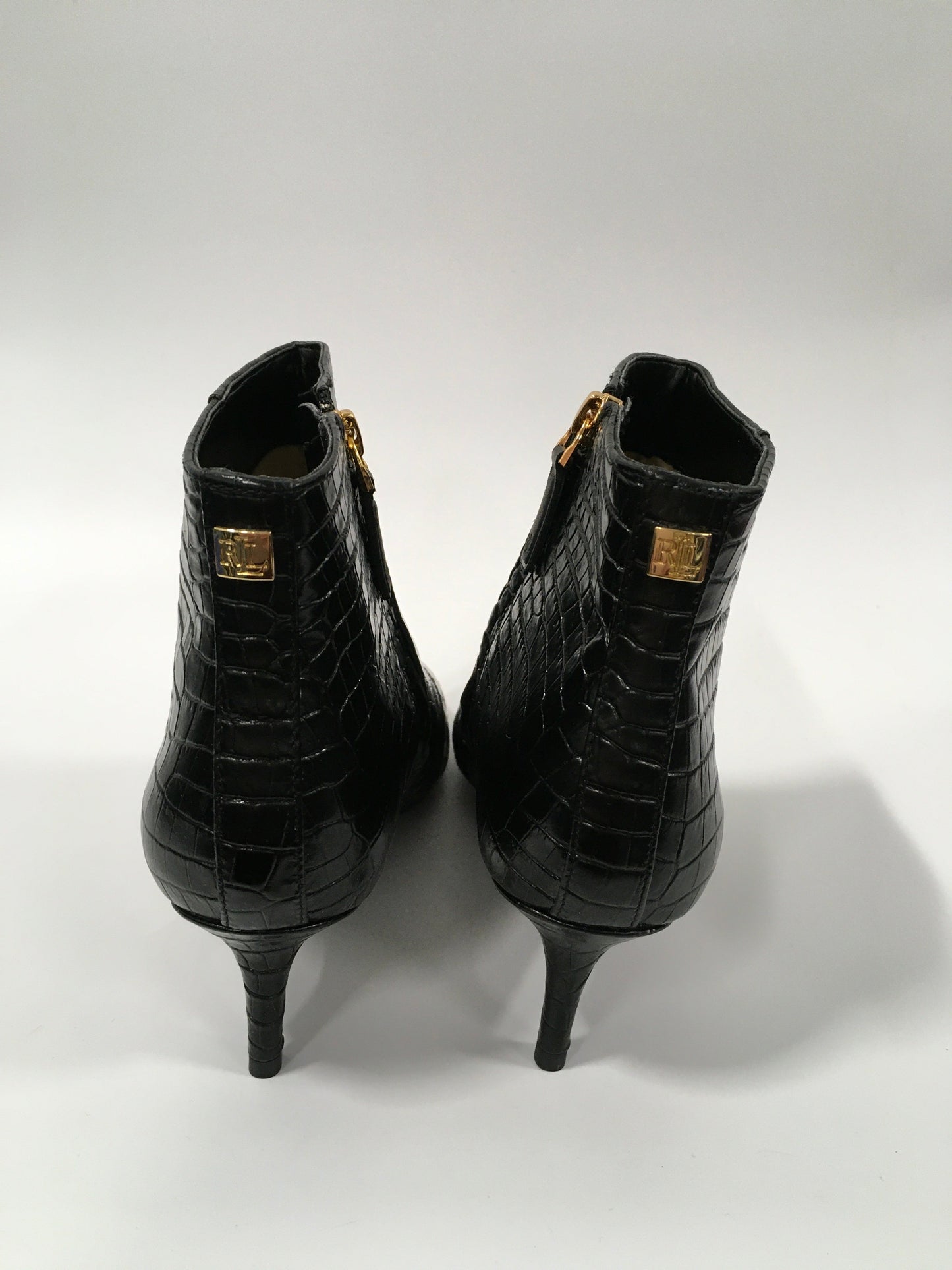 Black Boots Ankle Heels Lauren By Ralph Lauren, Size 8.5
