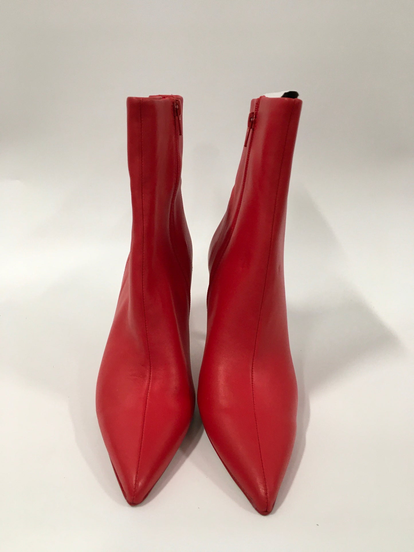 Red Boots Ankle Heels Steve Madden, Size 9.5