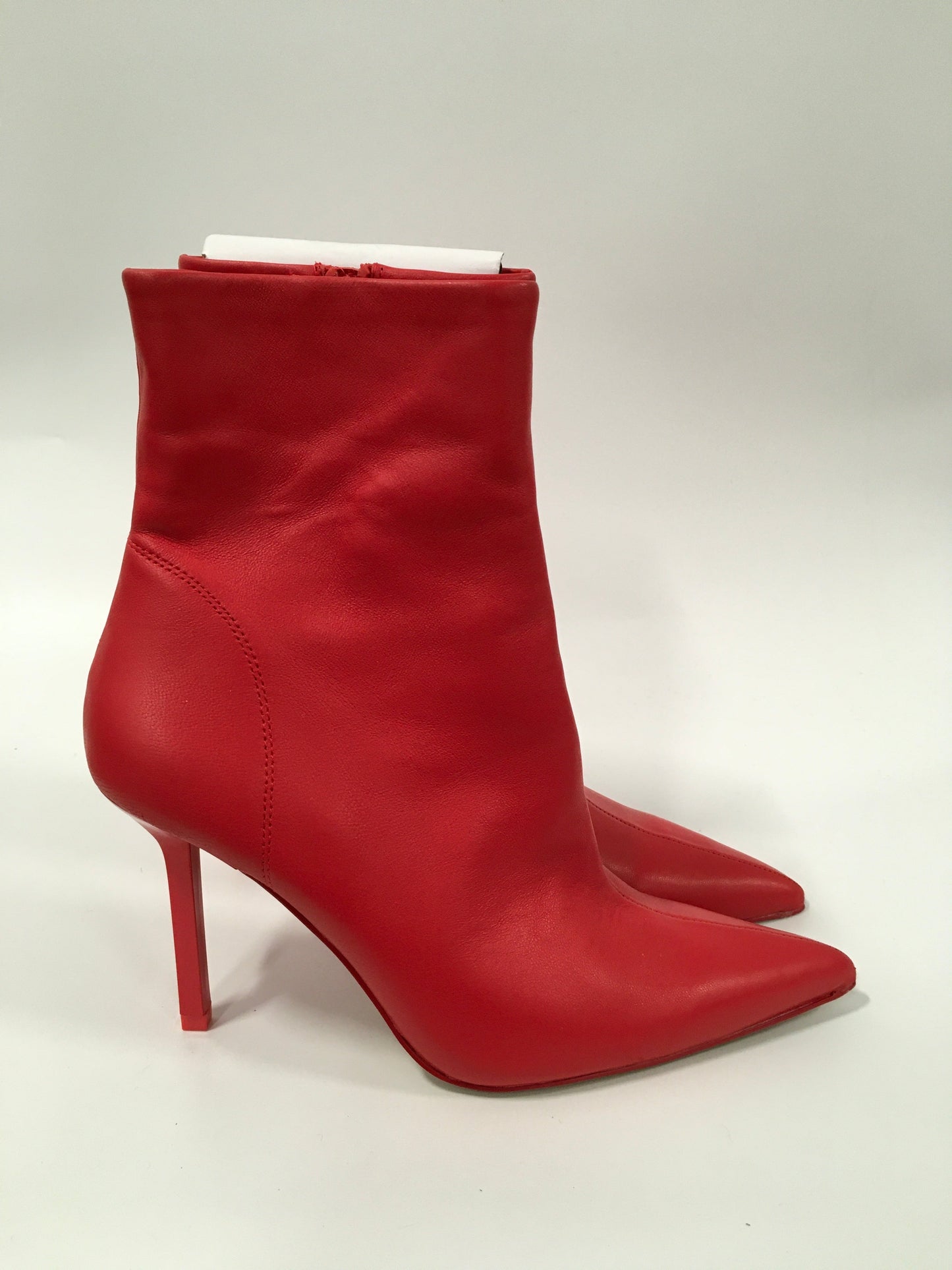 Red Boots Ankle Heels Steve Madden, Size 9.5