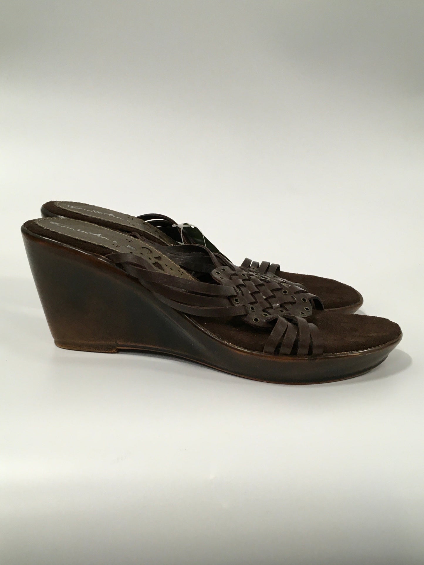Brown Sandals Heels Wedge Thom Mccann, Size 7.5