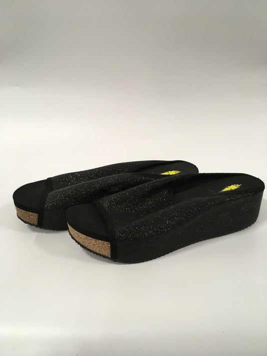 Black Sandals Heels Wedge Volatile, Size 9