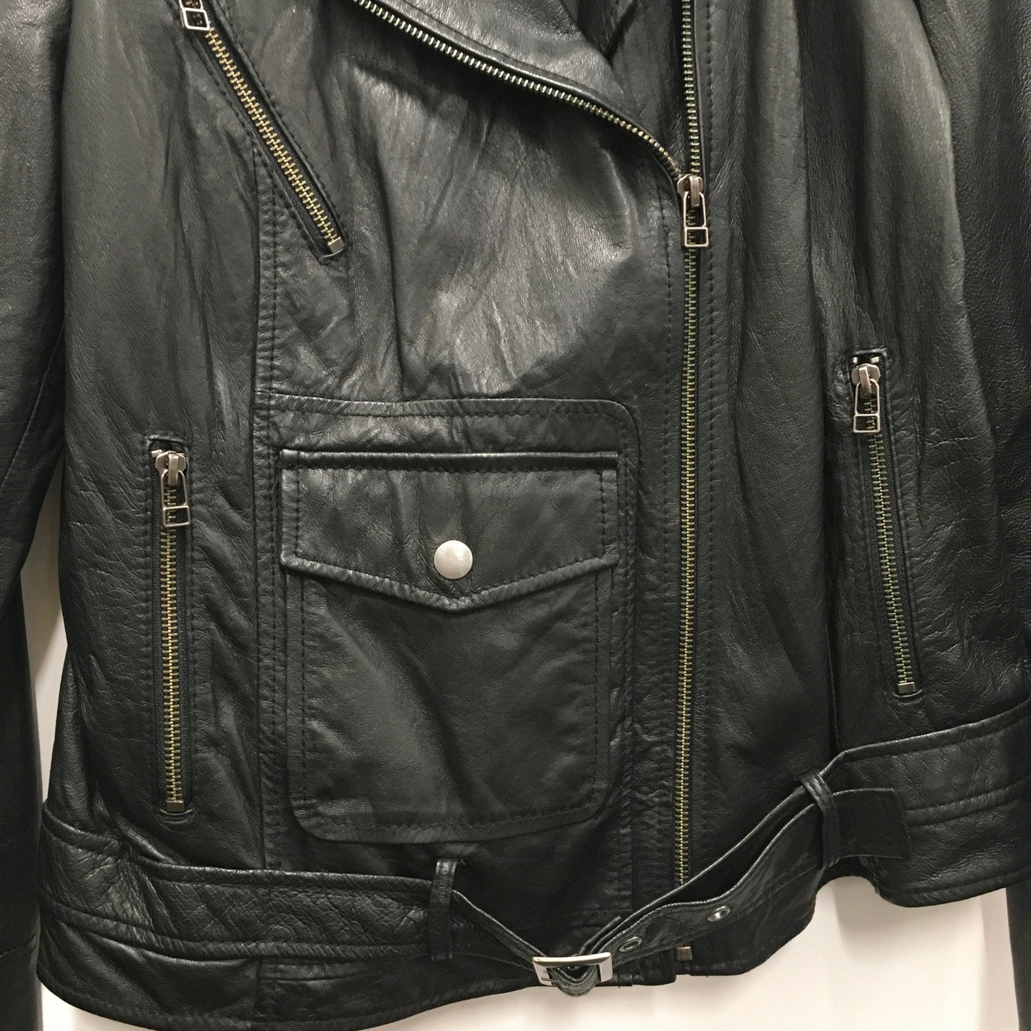 Black Jacket Moto Leather REZREKSHA by Esther Chen, Size M