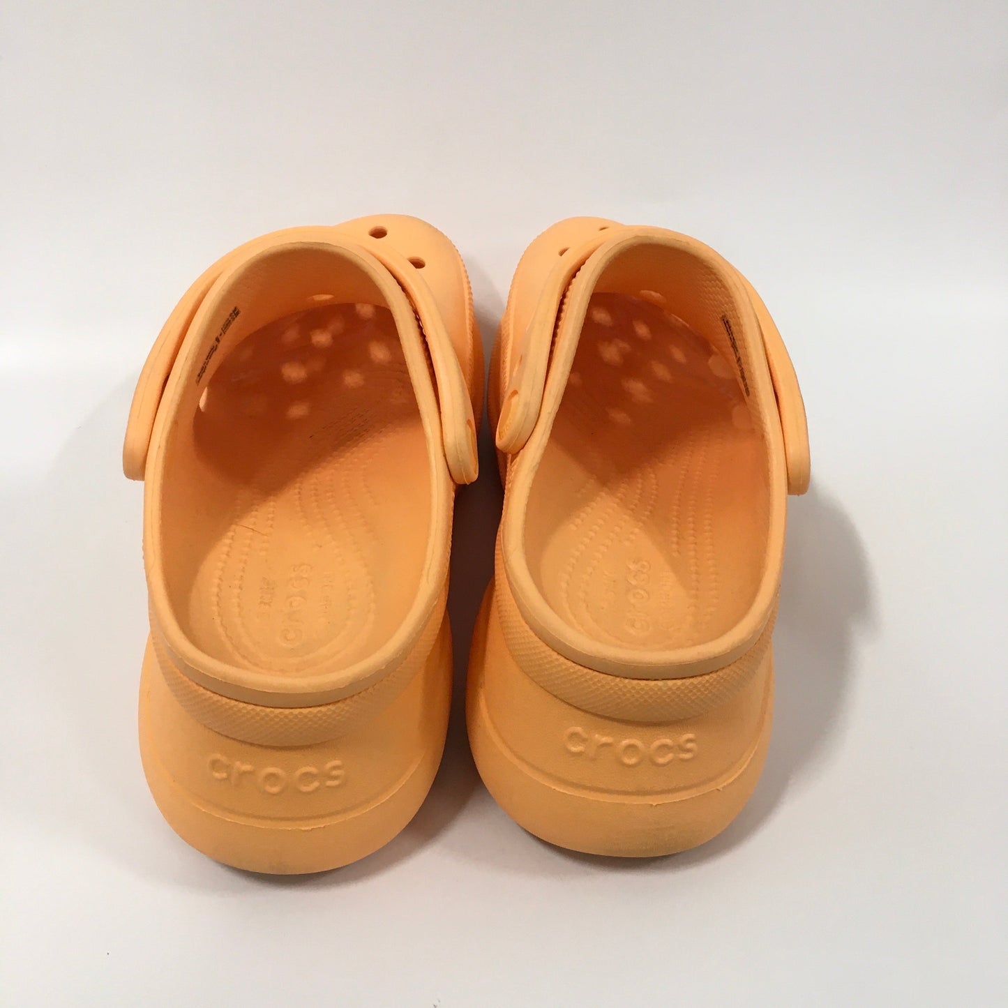 Orange Sandals Heels Platform Crocs, Size 6