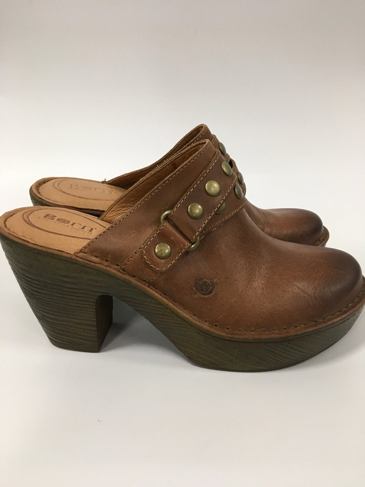 Brown Shoes Heels Block Born, Size 9