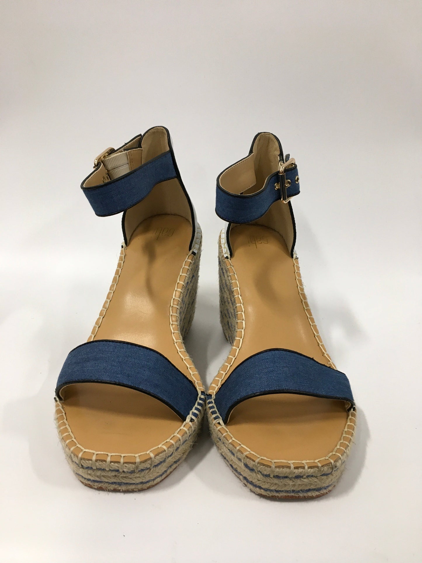 Blue Sandals Heels Wedge Cabi, Size 9