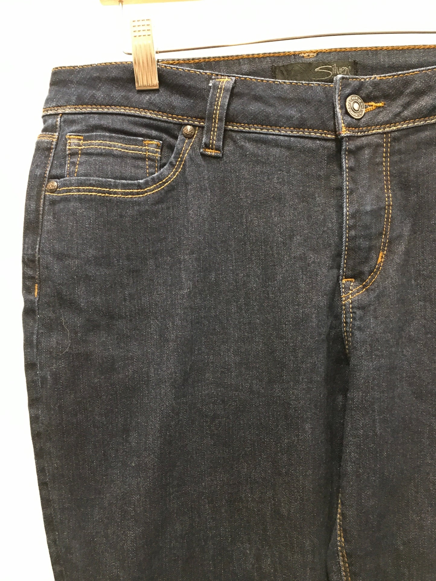 Blue Denim Jeans Straight Silver, Size 8