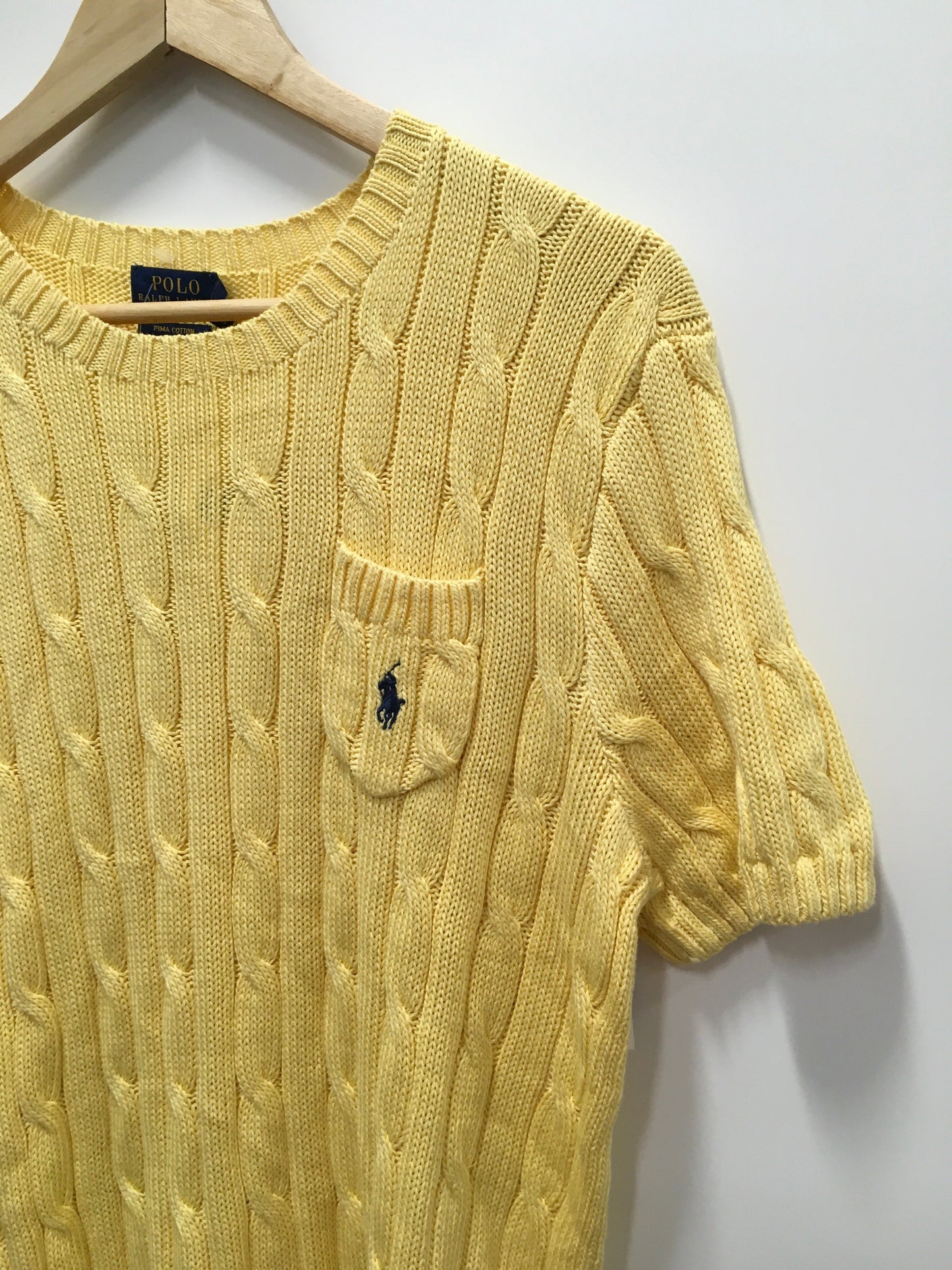 Yellow Sweater Short Sleeve Polo Ralph Lauren, Size Xl