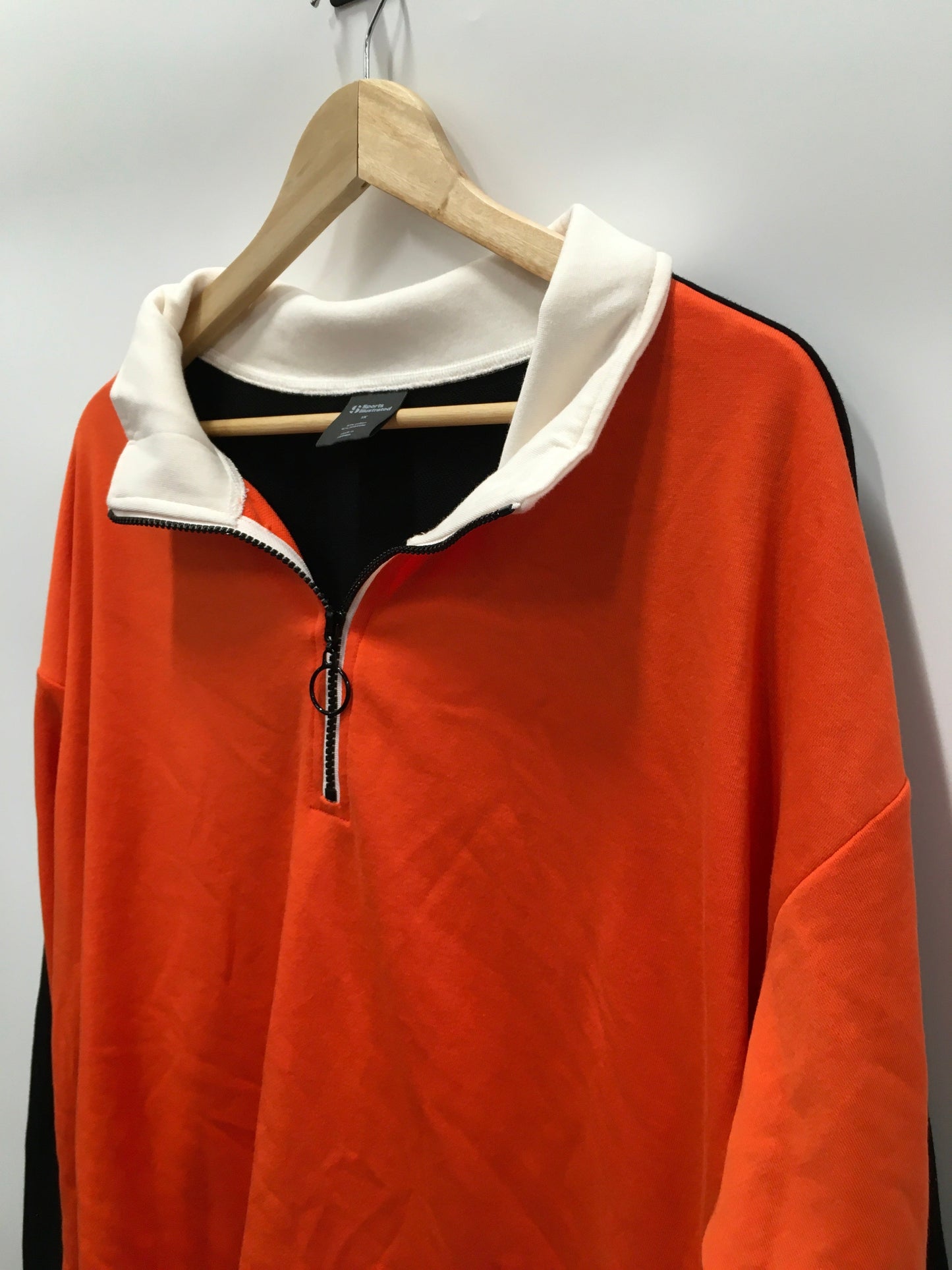 Orange Athletic Top Long Sleeve Collar Sports Illustrated , Size 1x