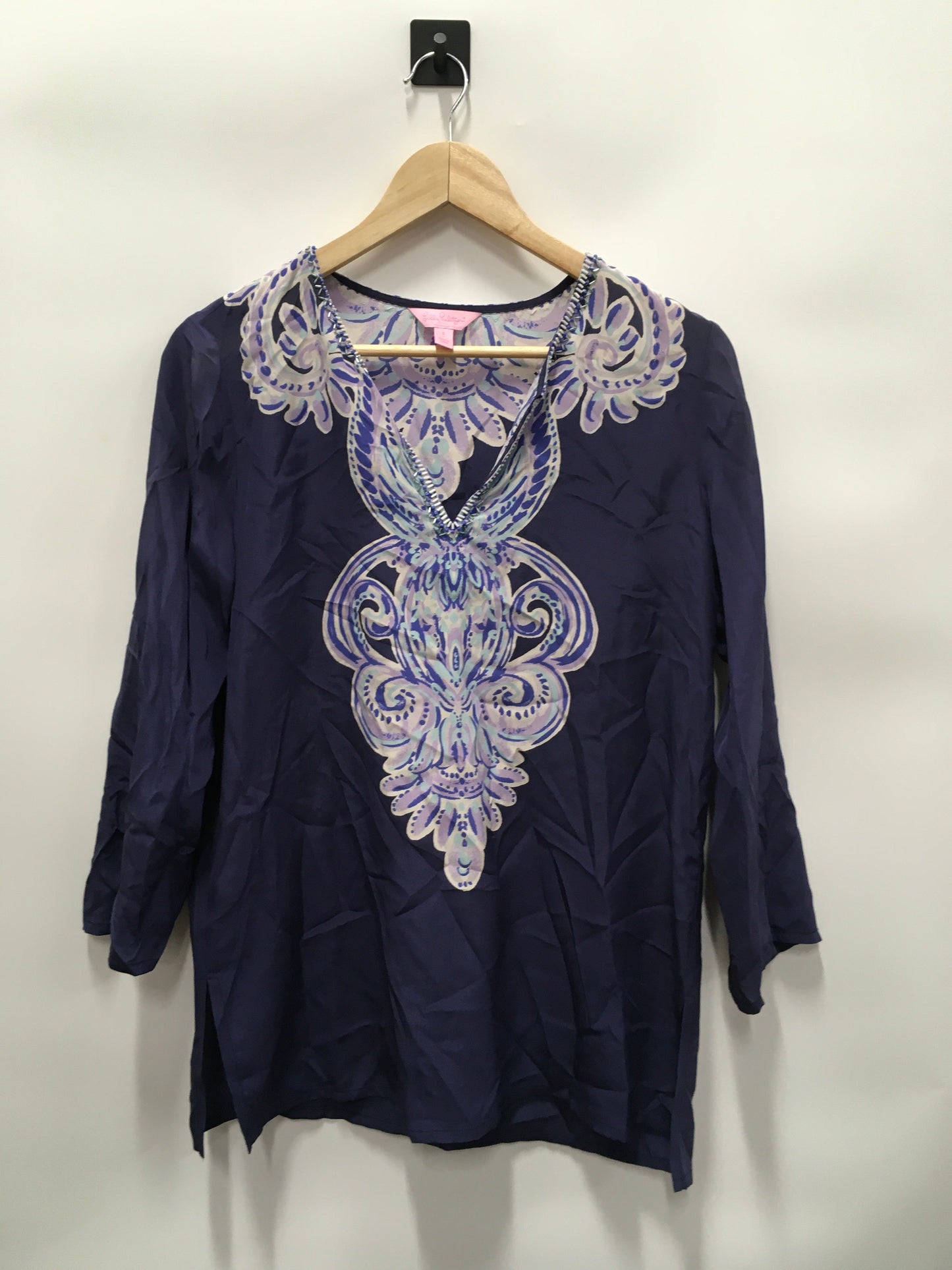 Navy Blouse Long Sleeve Lilly Pulitzer, Size S
