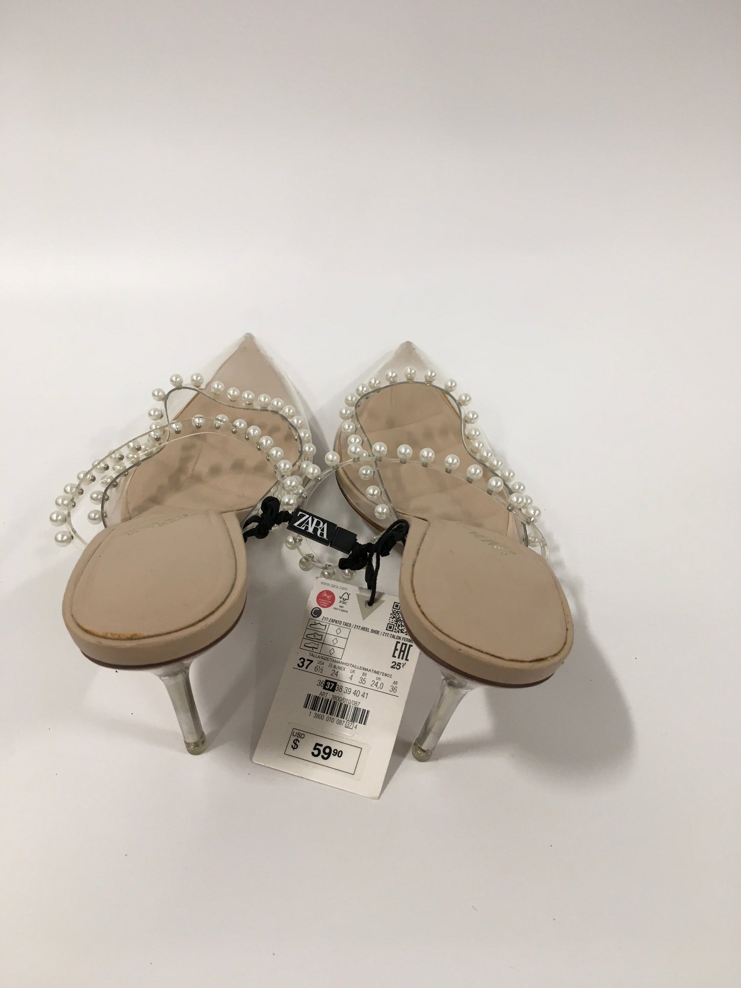 Clear Shoes Heels Kitten Zara, Size 6.5