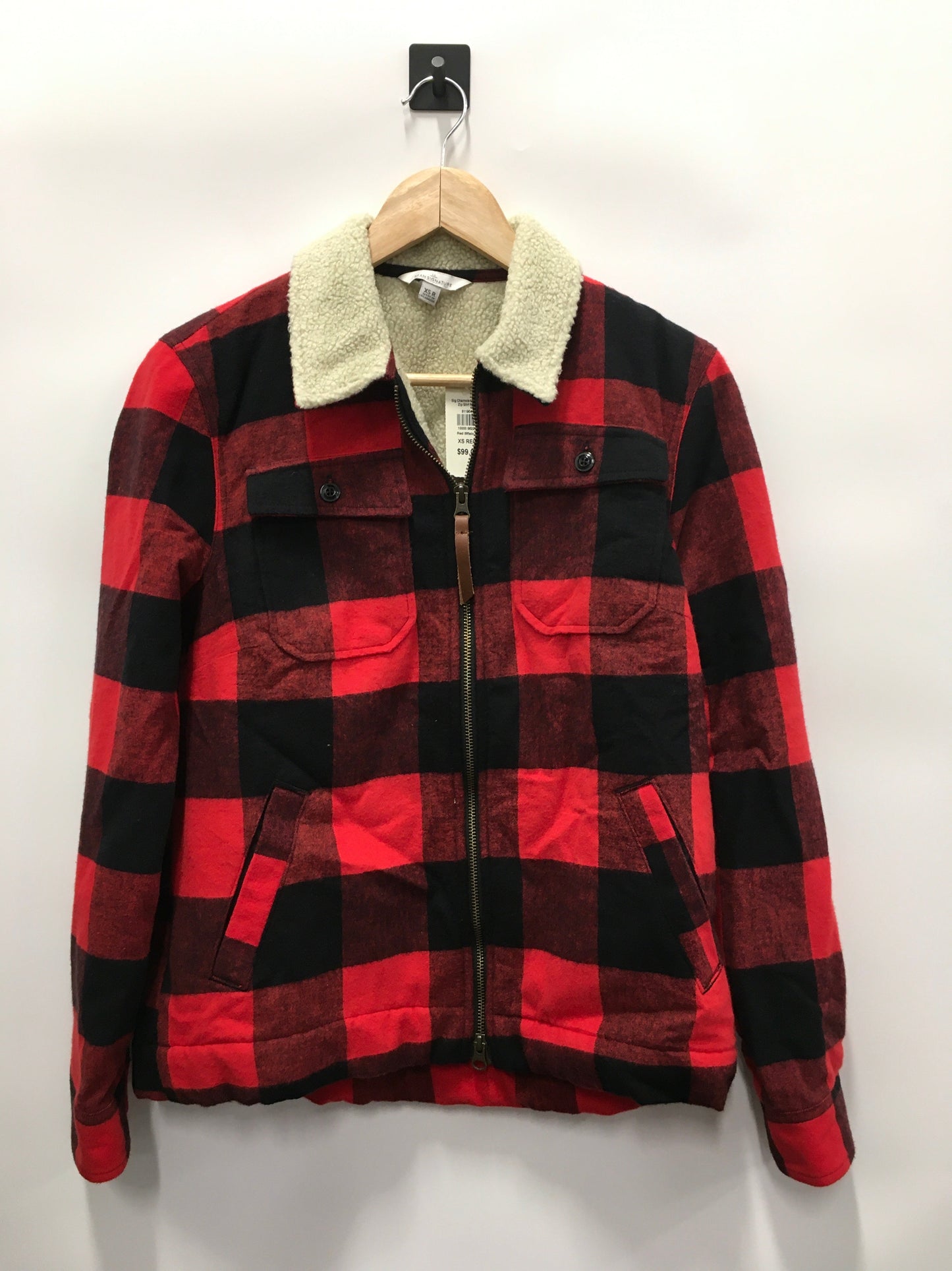 Plaid Pattern Jacket Fleece L.l. Bean, Size Xs