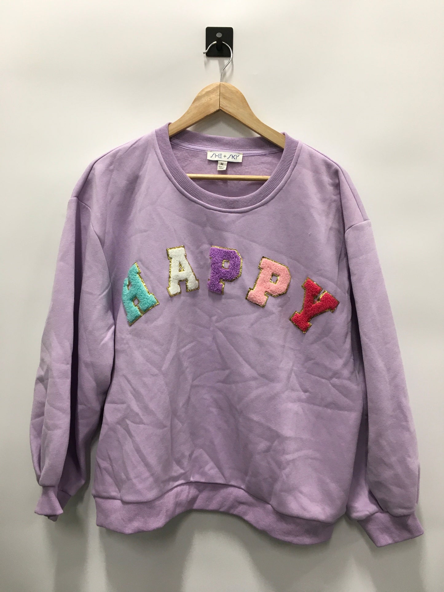 Purple Sweatshirt Crewneck She + Sky, Size M