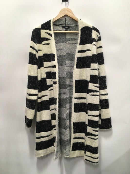 Sweater Cardigan By Alfani In Black & Cream, Size: M