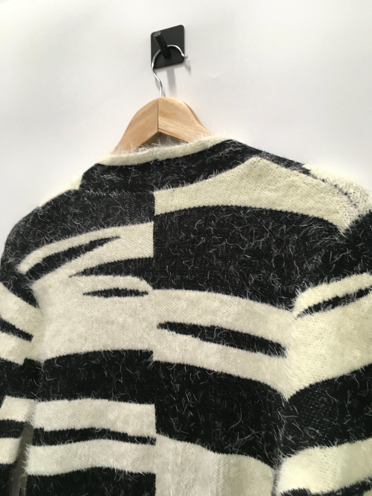 Sweater Cardigan By Alfani In Black & Cream, Size: M