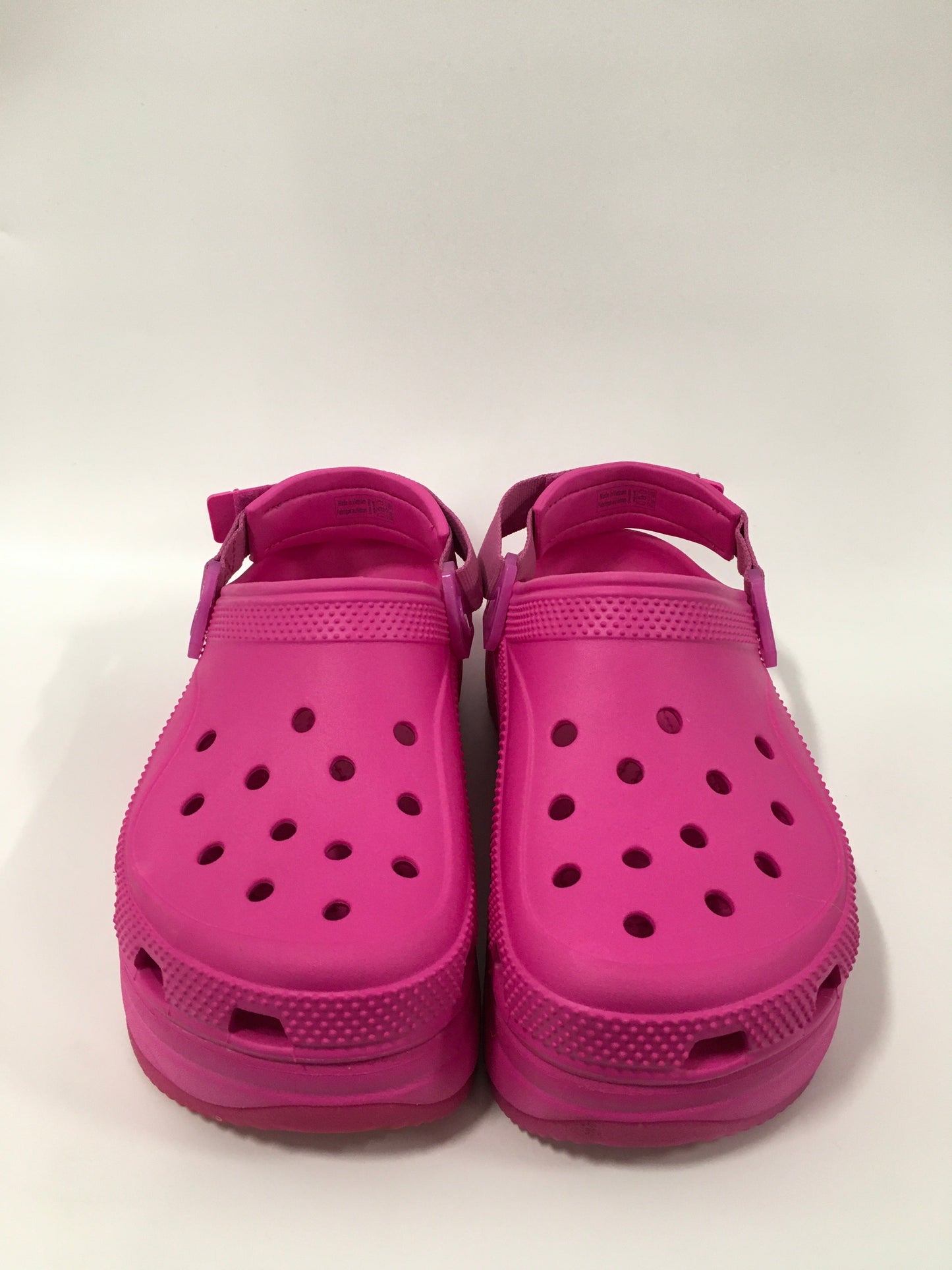 Sandals Heels Platform By Crocs In Pink, Size: 8