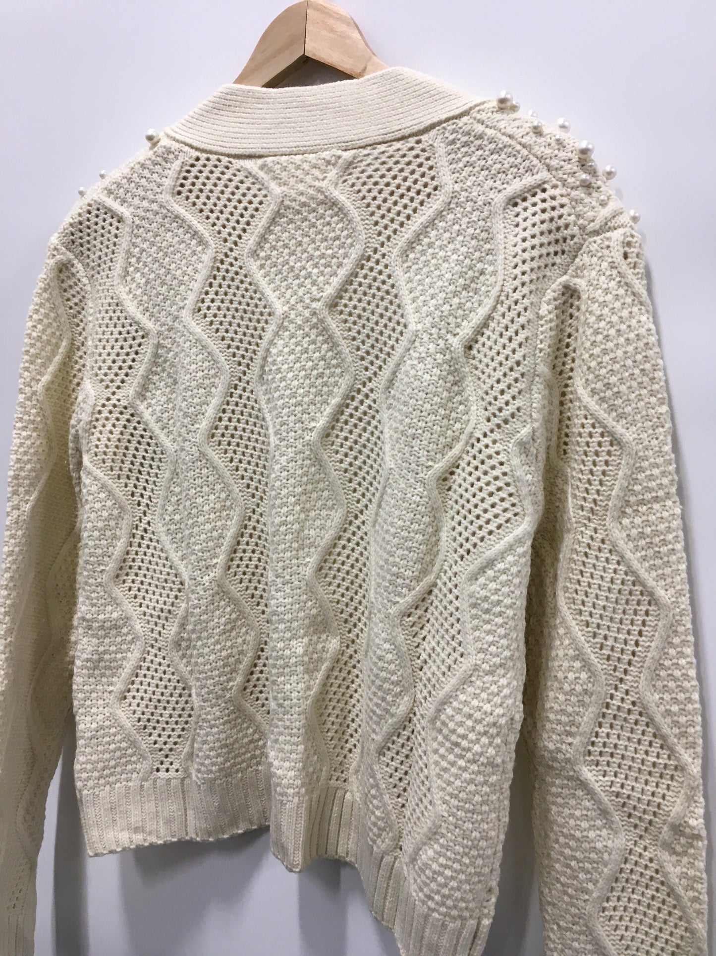 Sweater Cardigan By Anthropologie In Cream, Size: Osfm