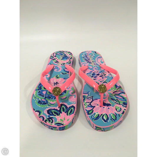 Sandals Designer By Lilly Pulitzer In Blue & Pink, Size: 9