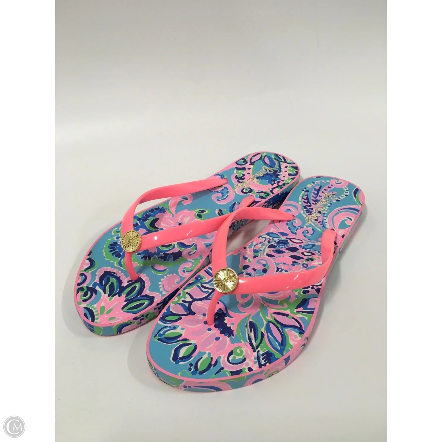 Sandals Designer By Lilly Pulitzer In Blue & Pink, Size: 9