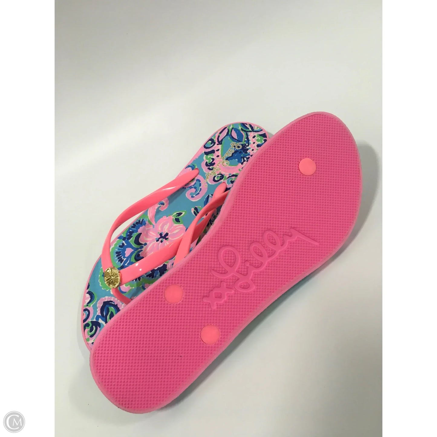 Sandals Designer By Lilly Pulitzer In Blue & Pink, Size: 9