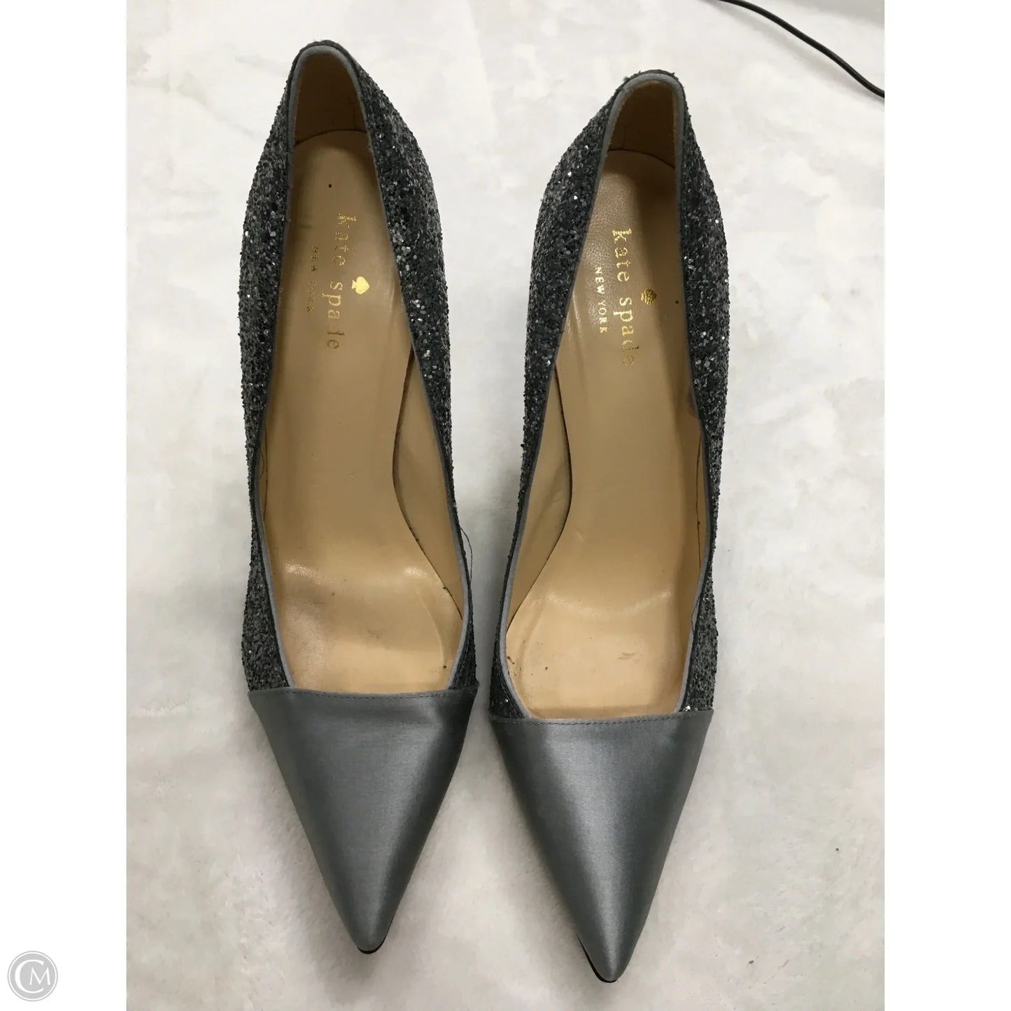 Shoes Designer By Kate Spade In Silver, Size: 8.5