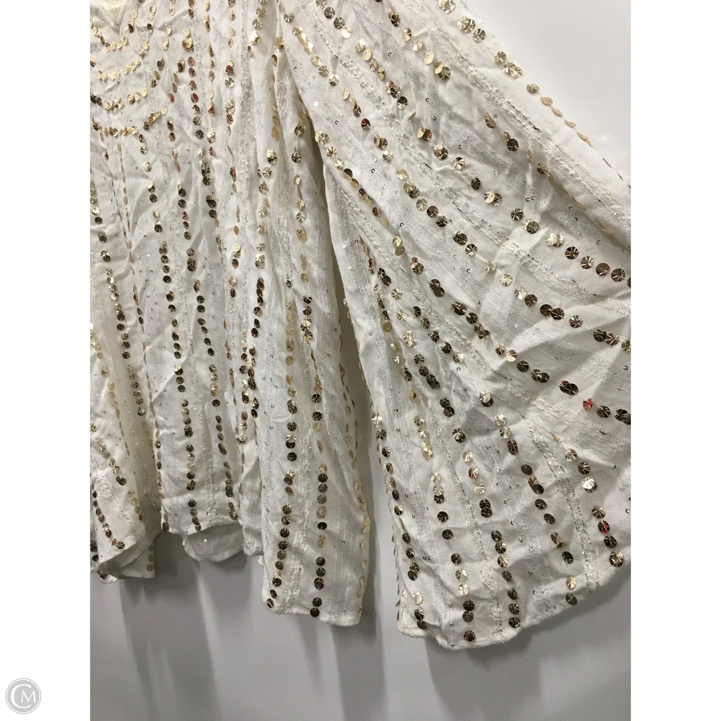 Top Long Sleeve By Let Me Be In Gold & White, Size: L