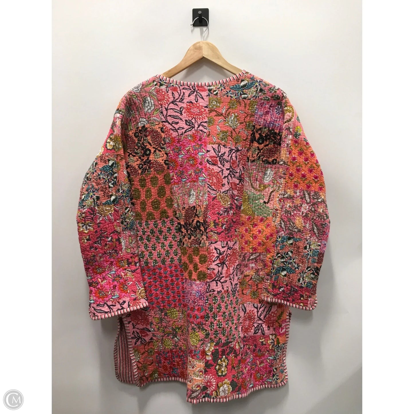 Jacket Puffer & Quilted By Clothes Mentor In Pink & White, Size: L