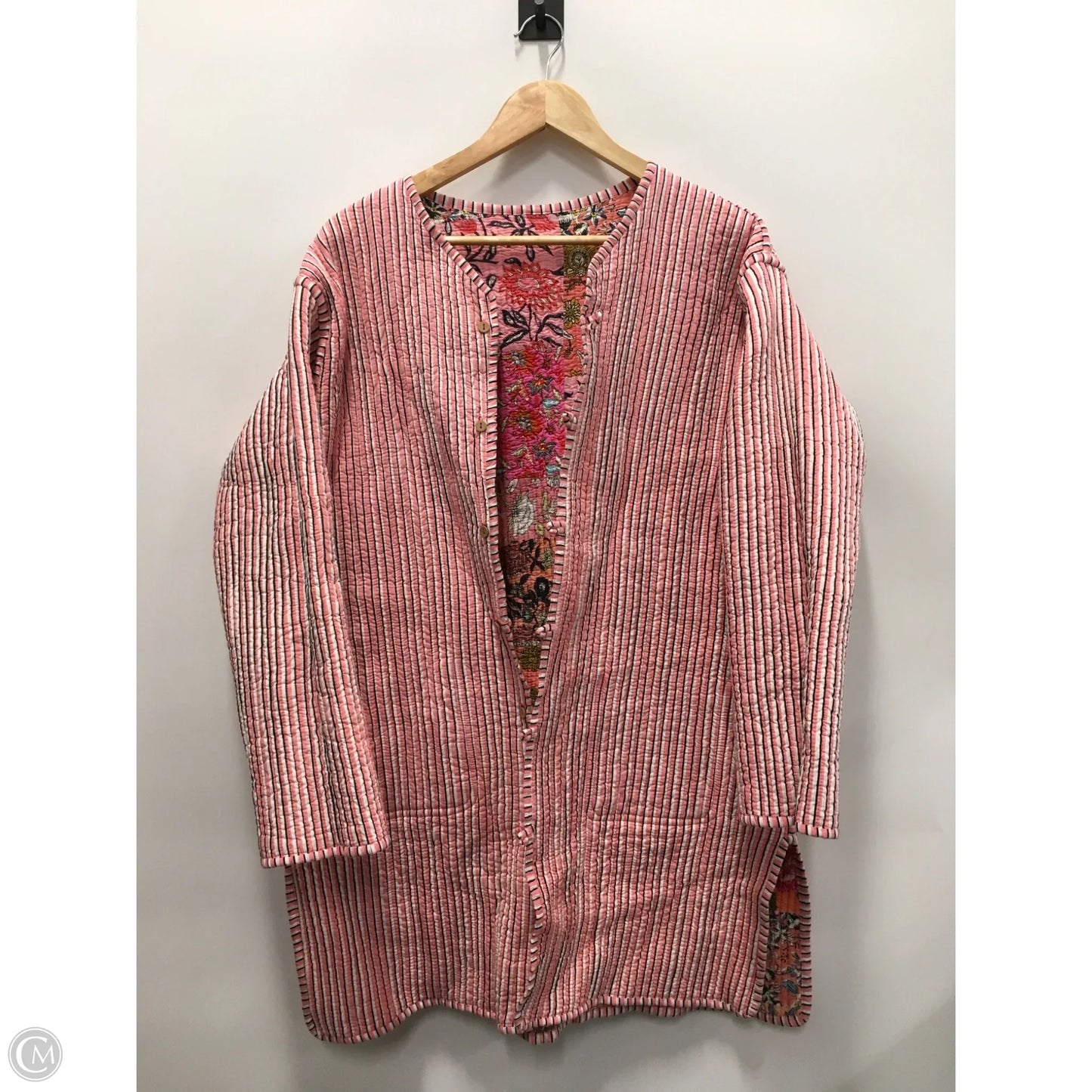 Jacket Puffer & Quilted By Clothes Mentor In Pink & White, Size: L