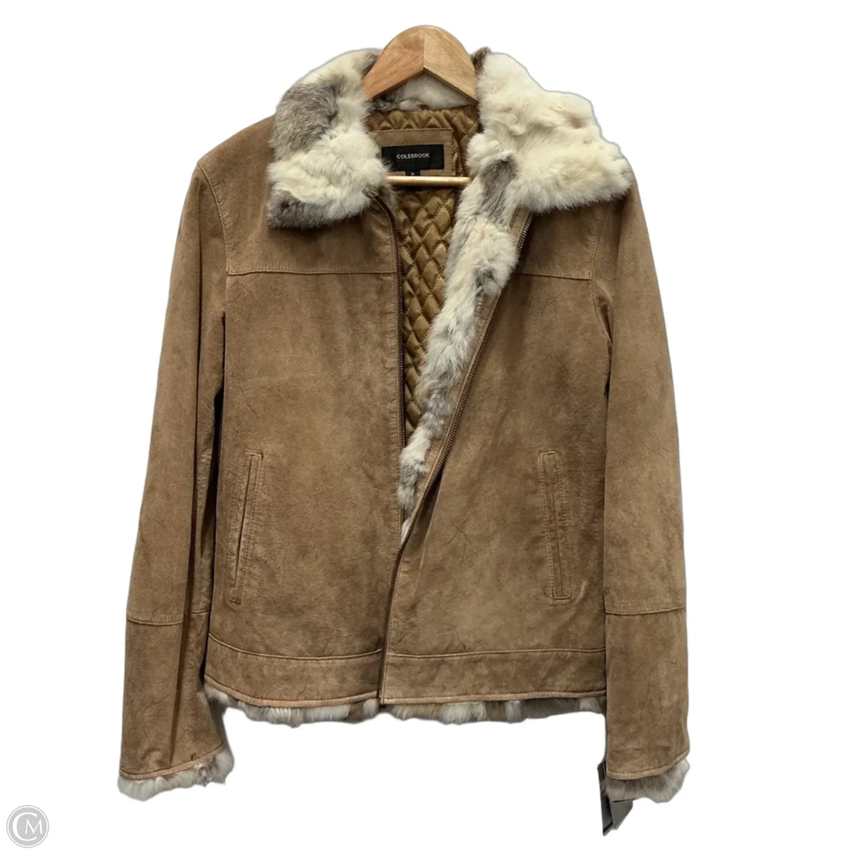 Jacket Leather By Colebrook In Tan, Size: M