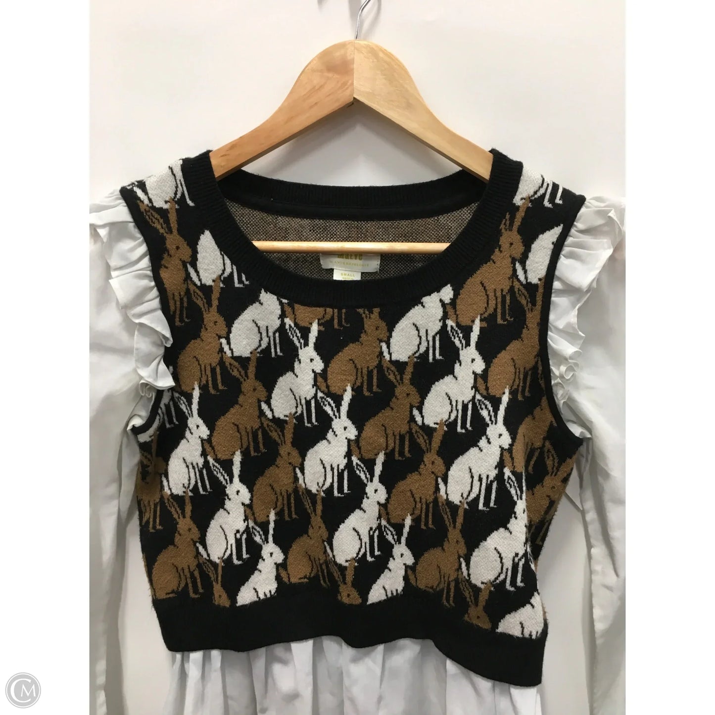 Top Long Sleeve By Maeve In Black & Brown, Size: S