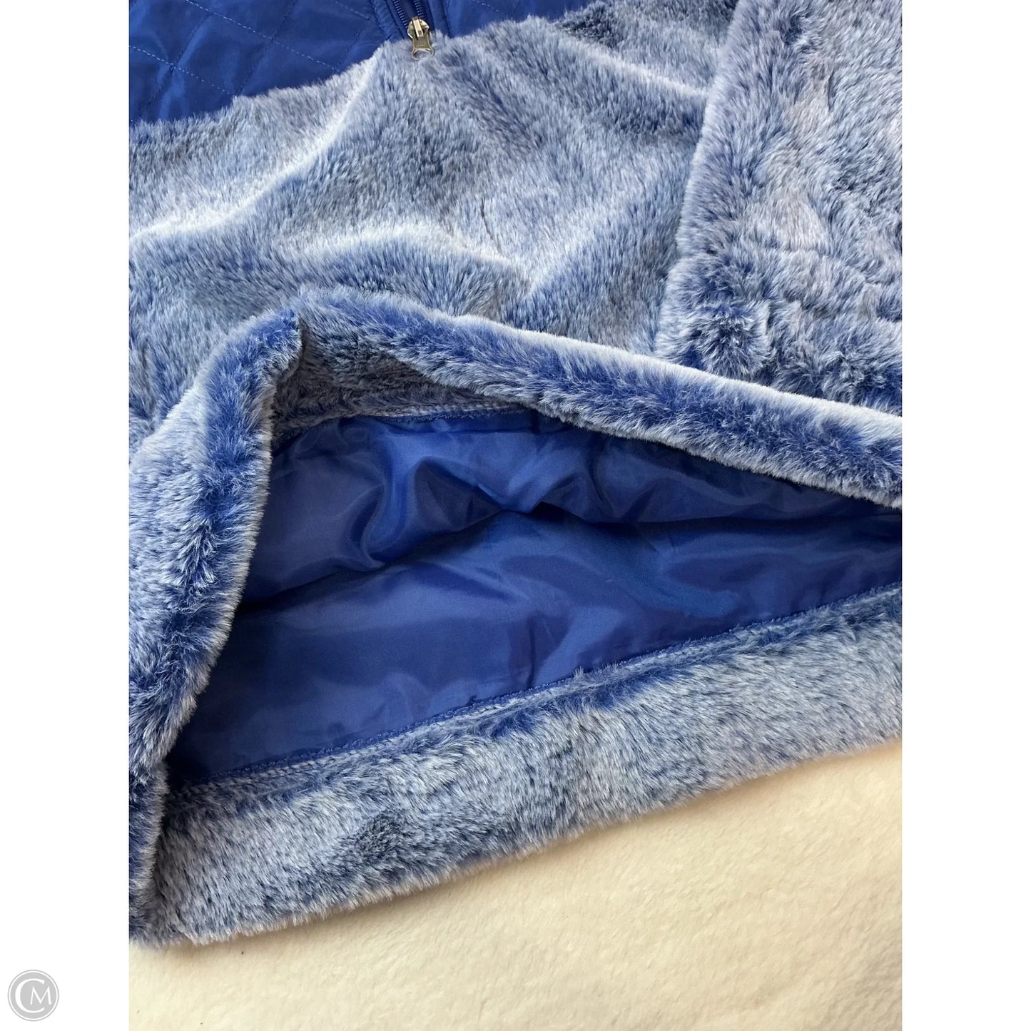 Jacket Faux Fur & Sherpa By Clothes Mentor In Blue, Size: S
