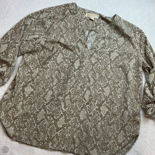 Top Long Sleeve By Michael By Michael Kors In Snakeskin Print, Size: Xl