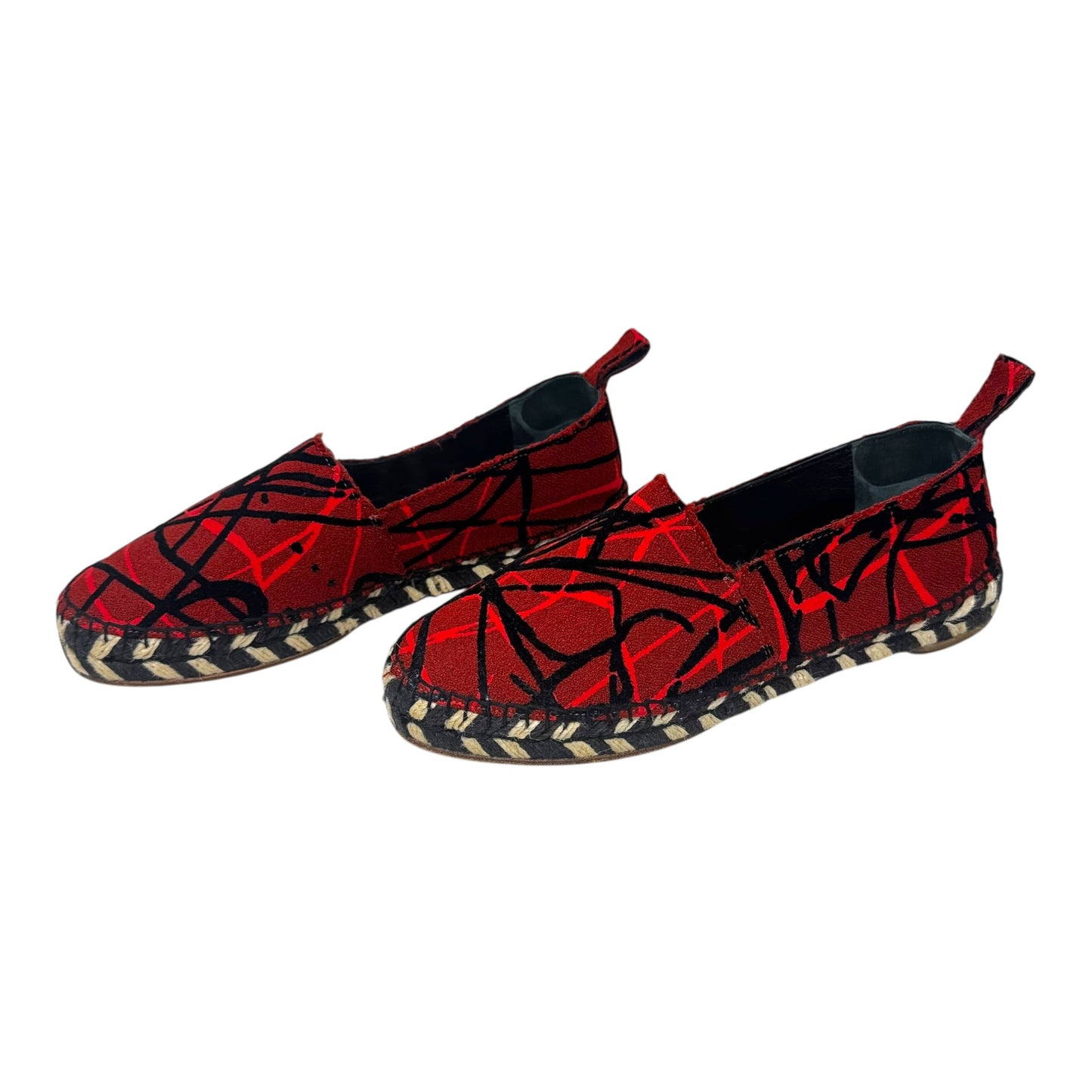 Abstract Espadrille Shoes Luxury Designer By Proenza-schouler In Black & Red, Size: 8 (38)