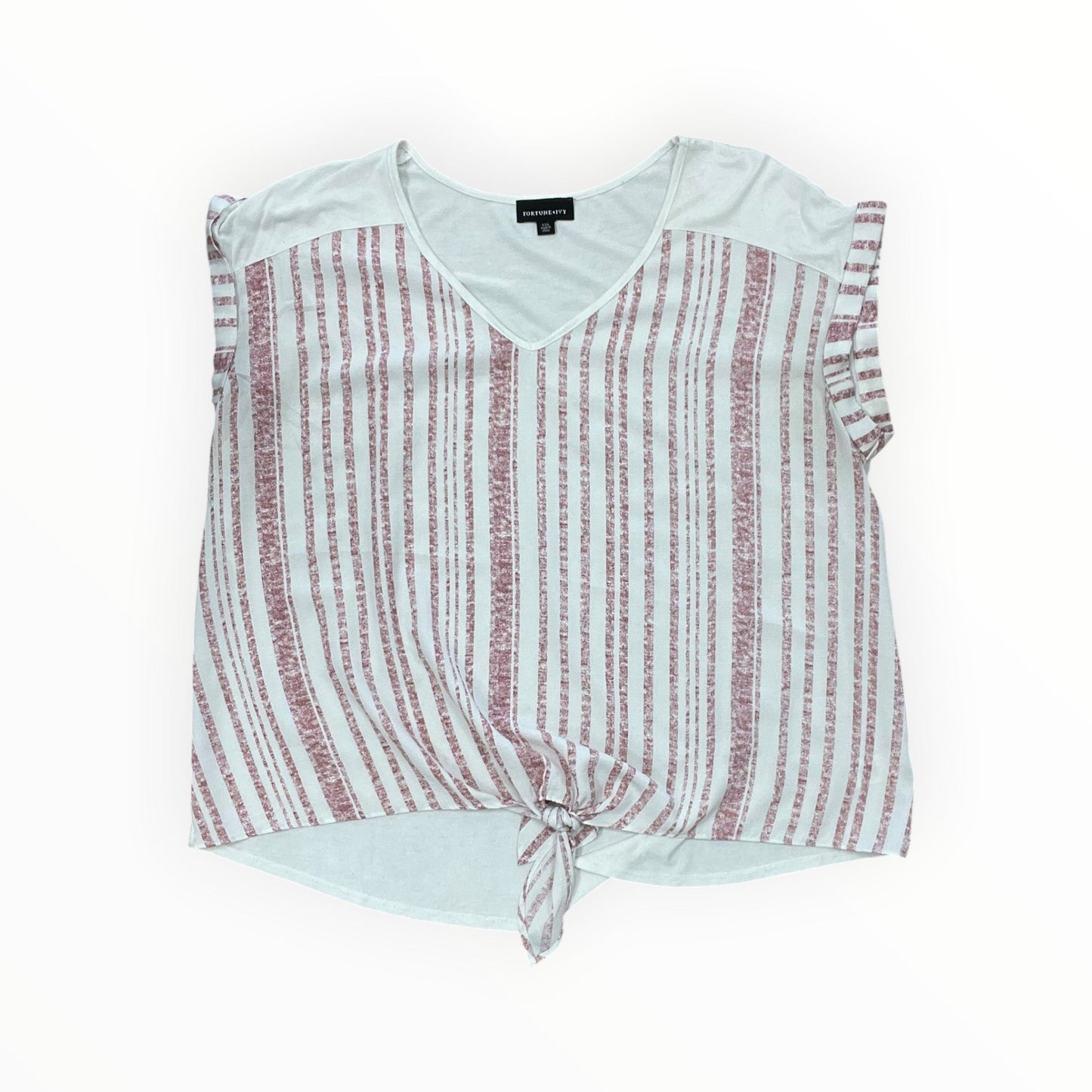 Top Ss By Fortune & Ivy In Cream & Red, Size:1X