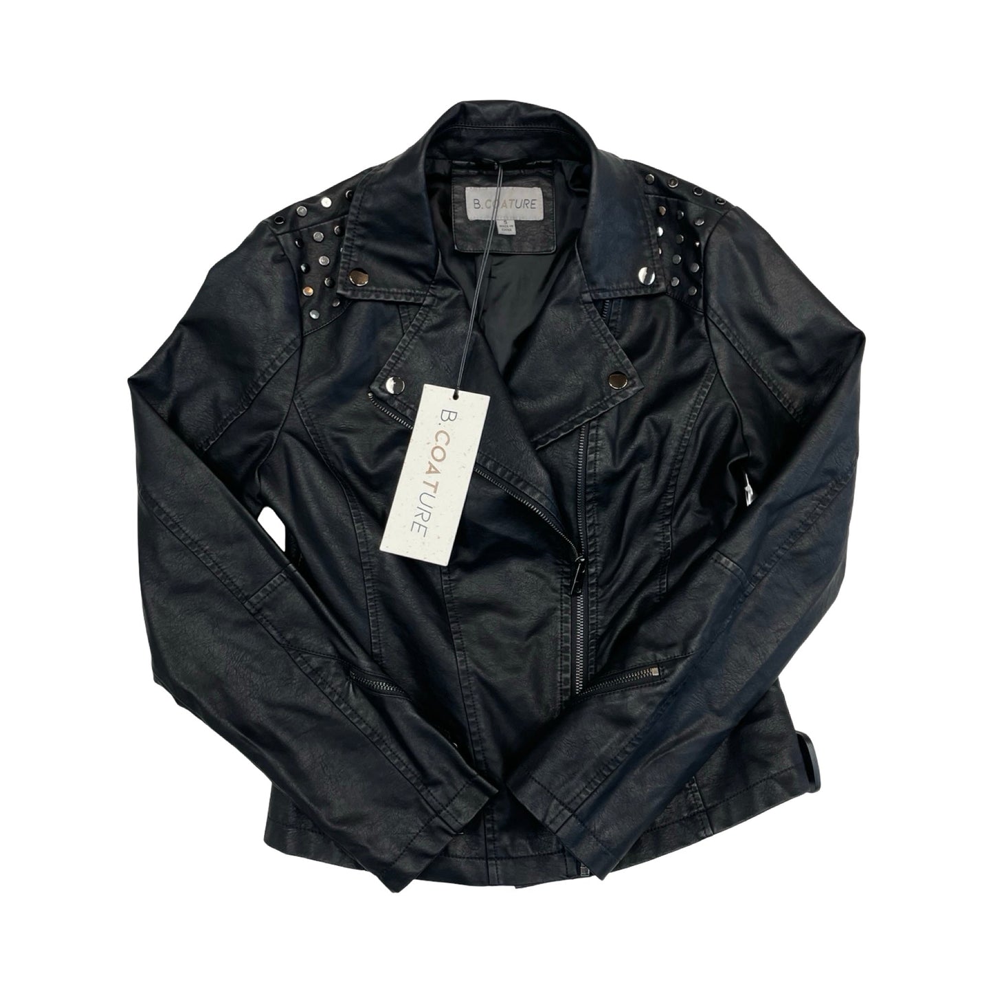 Jacket Moto By B. COATURE In Black, Size:S