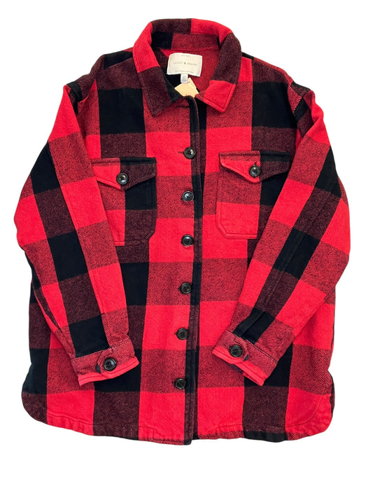 Jacket Shirt By Lucky Brand In Black & Red, Size:S