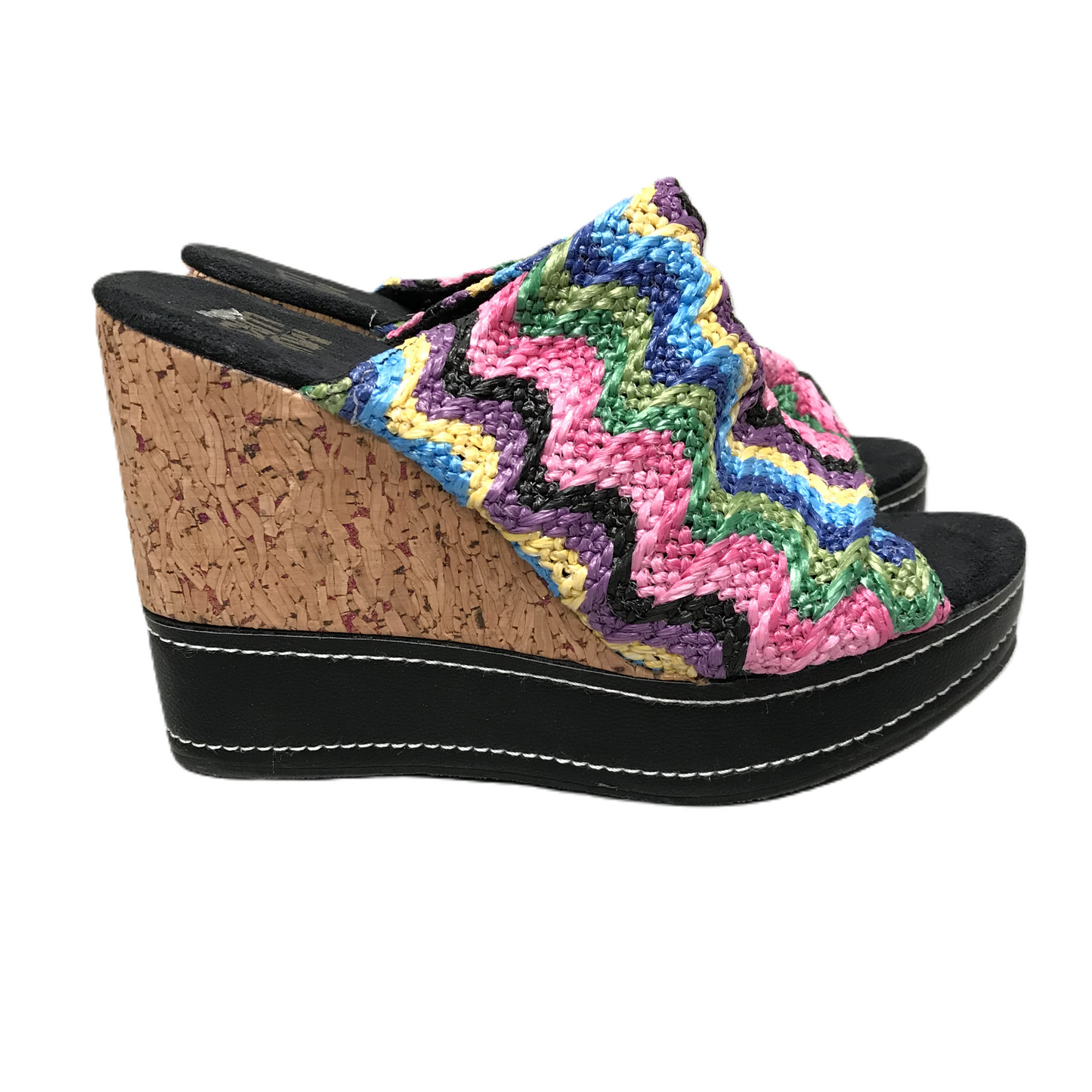 Multi-colored Sandals Heels Wedge By Muk Luks, Size: 8