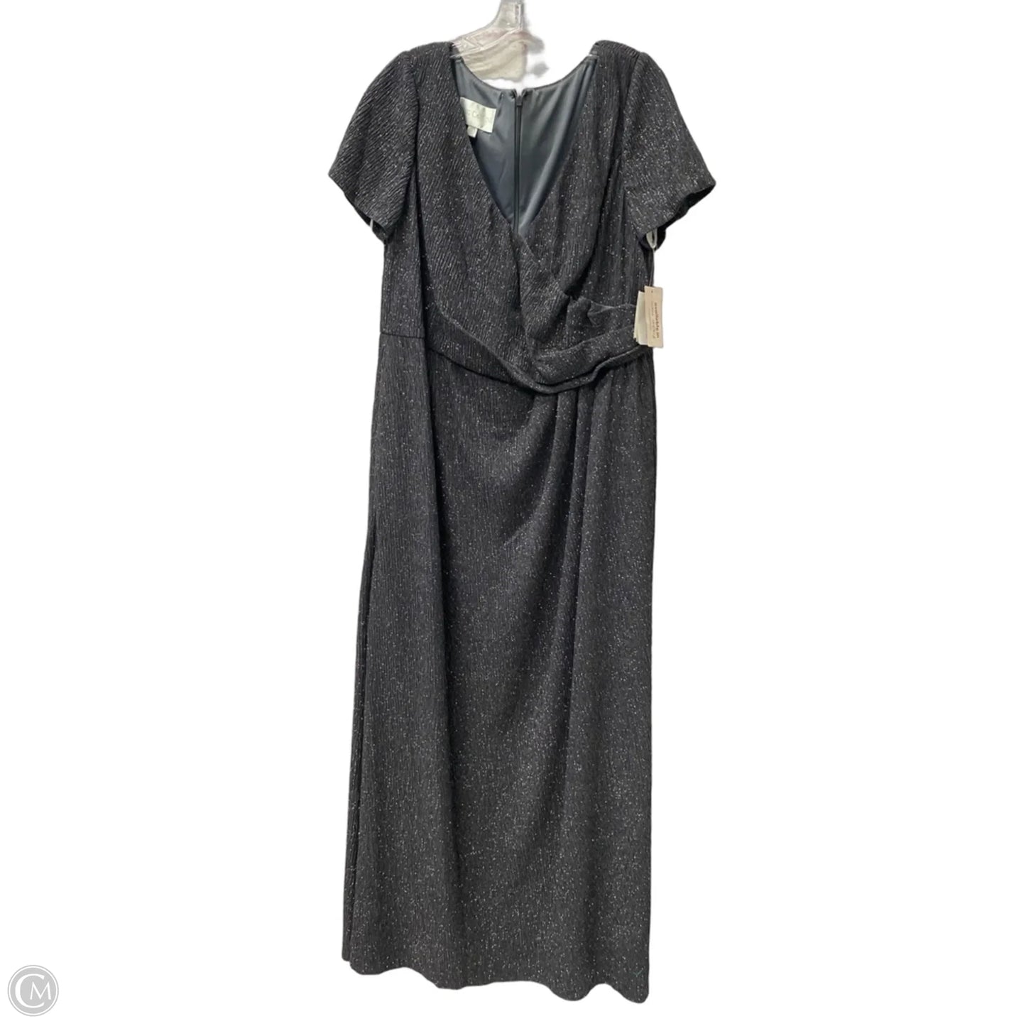 Dress Party Long By Oleg Cassini In Black & Silver, Size: 2x