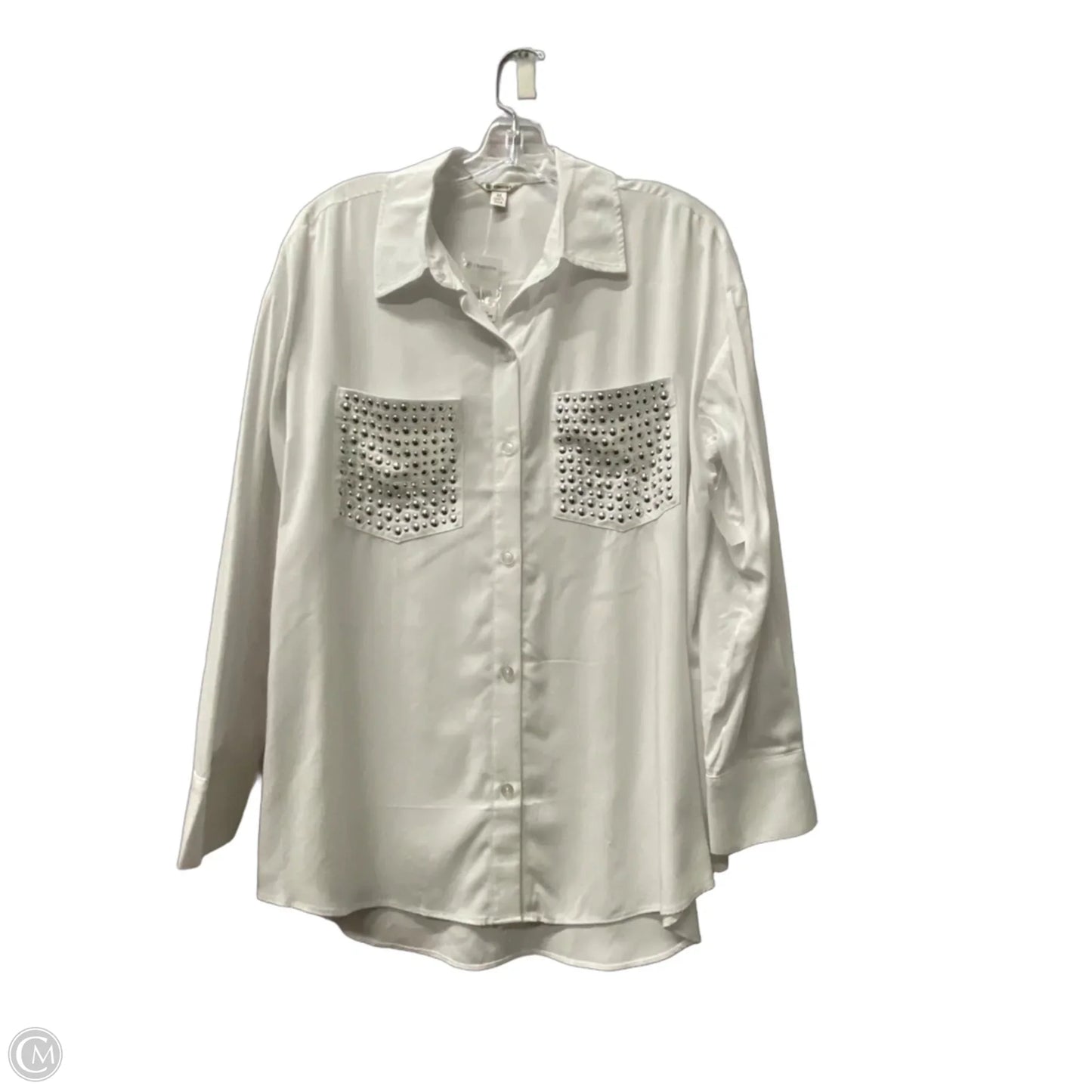 Top Long Sleeve By Versona In White, Size: M