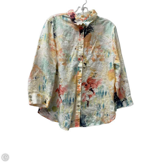 Top 3/4 Sleeve By Chicos In Cream, Size: L
