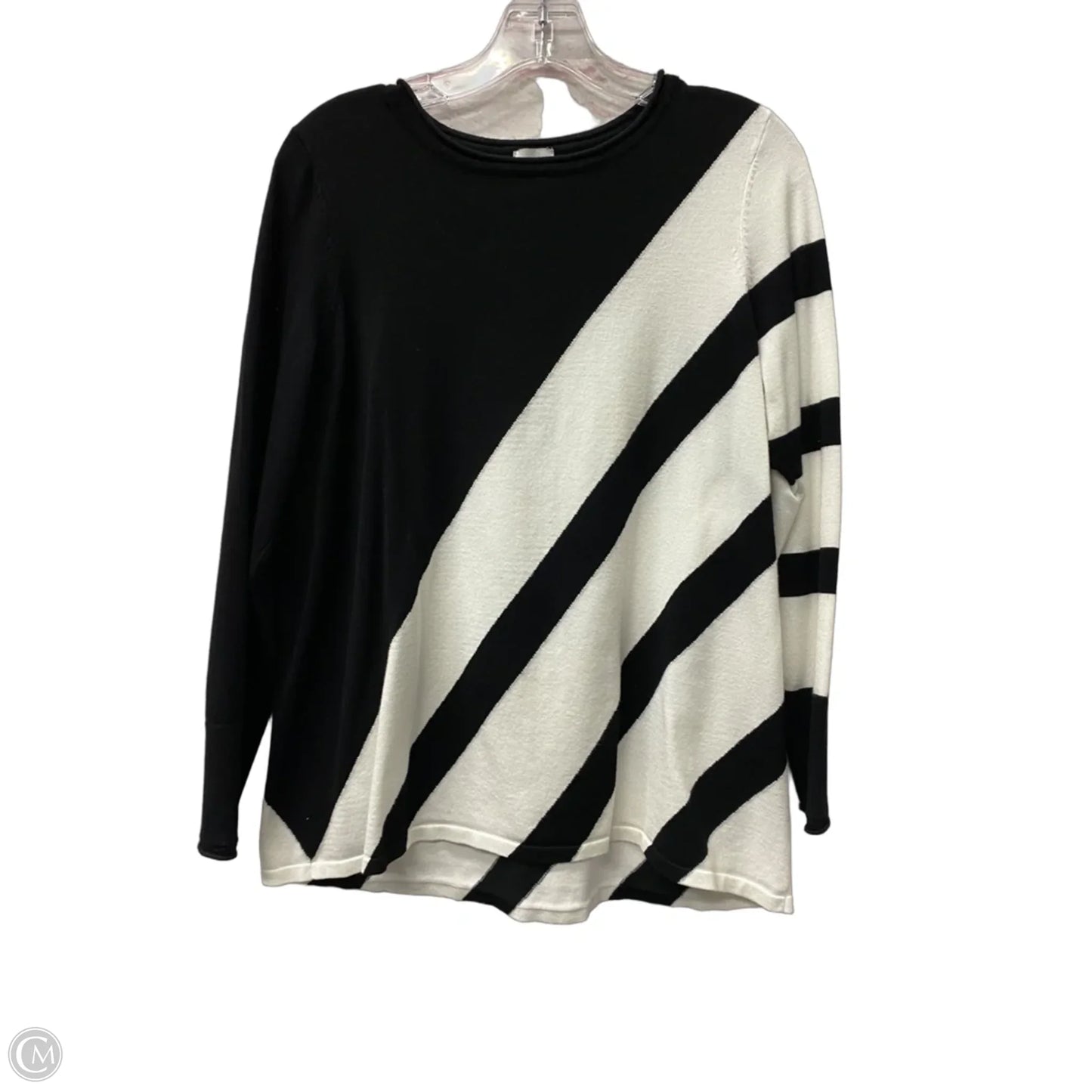 Sweater By Chicos In Black & White, Size: M
