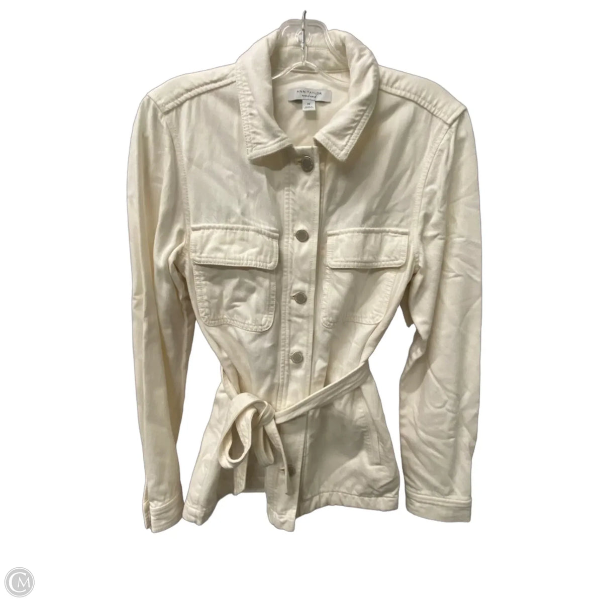 Jacket Denim By Ann Taylor In Cream, Size: Xs
