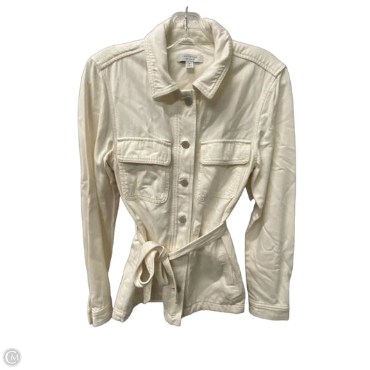 Jacket Denim By Ann Taylor In Cream, Size: Xs