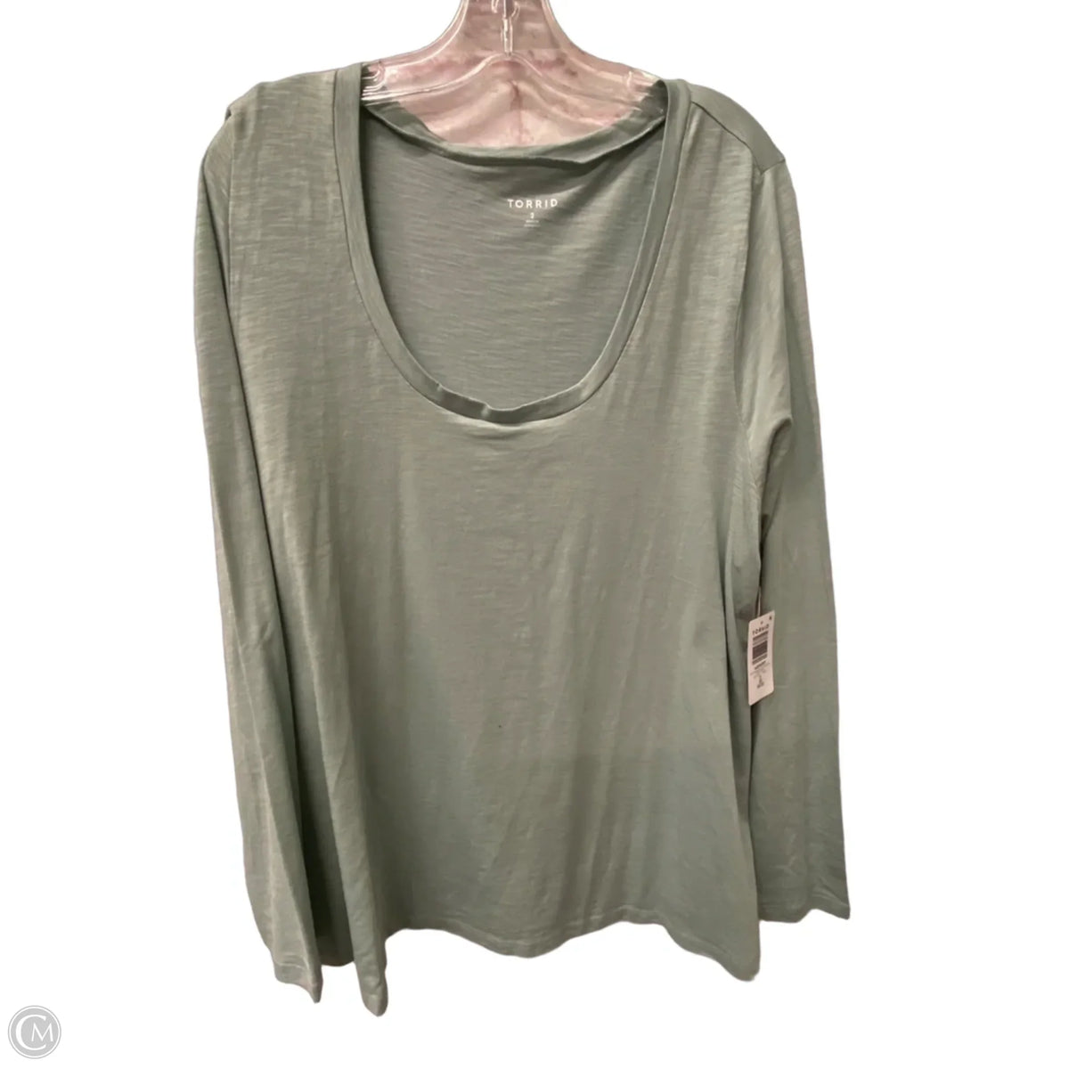 Top Long Sleeve Basic By Torrid In Green, Size: 2x