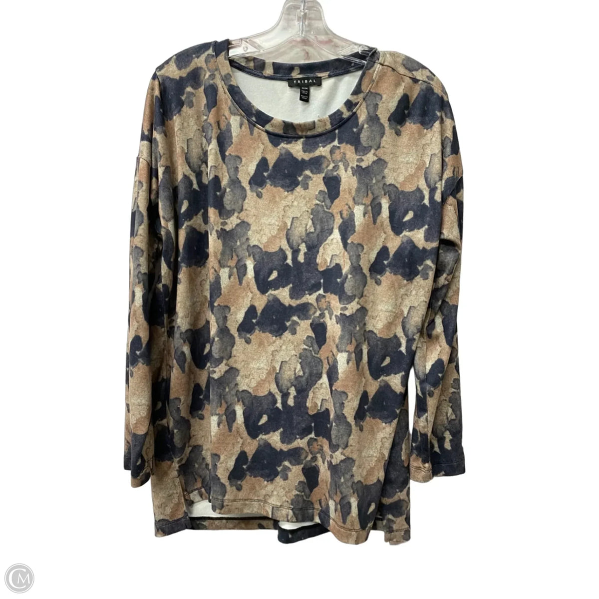 Top Long Sleeve Basic By Tribal In Brown, Size: M