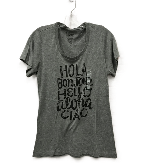 Grey Top Short Sleeve Basic By Live Happy, Size: L