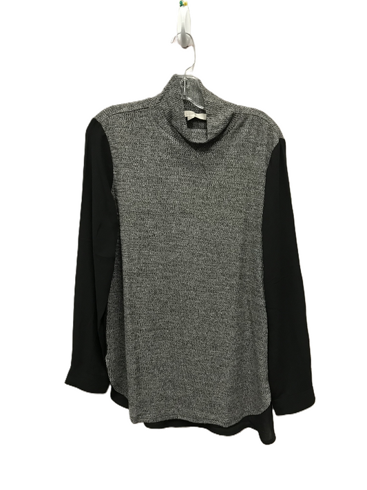 Black & Grey Top Long Sleeve By Loft, Size: M
